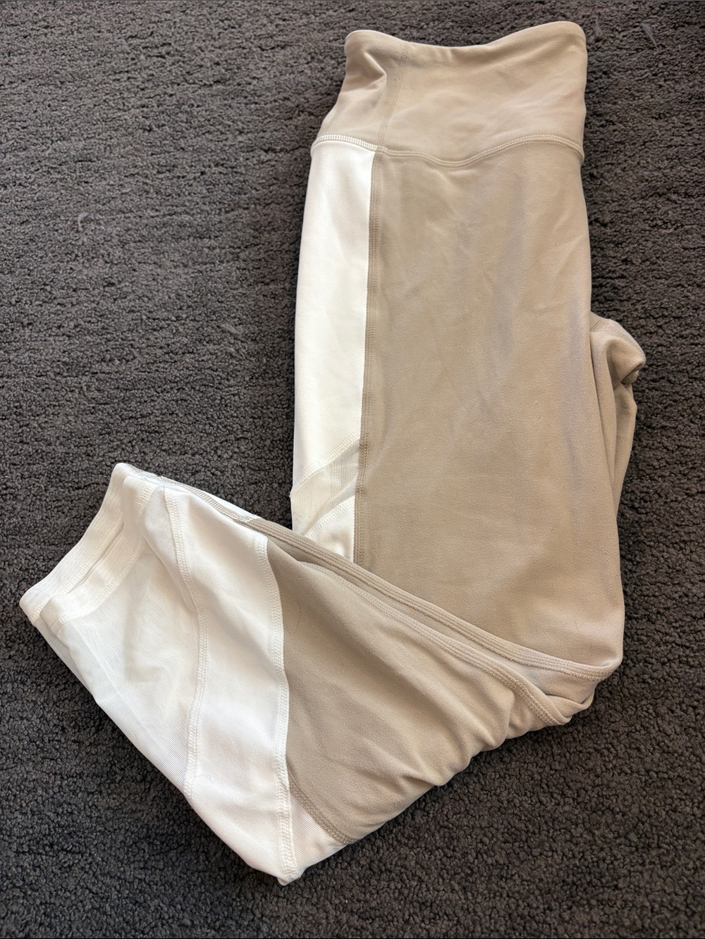 Athleta Beige and White Colorblock Kids Leggings